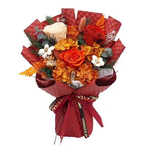 VTJMB Flowers for Delivery Prime, Preserved Flower Bouquet with Box, Birthday Dried Flowers Gift for Women, Mothers Day Gifts for Mom, Wife, Grandma, Friends - color: Red