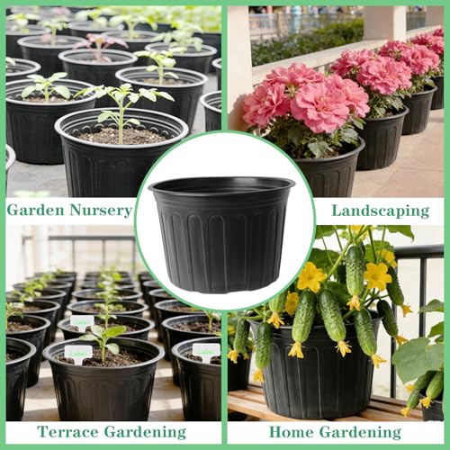12-Pack 5 Gallon Flexible Plastic Plant Pots,Thickened Soft Seed Starting Container for Indoor Outdoor Plants, Seedlings, Vegetables, Succulents and Cuttings - size: 5 Gallon