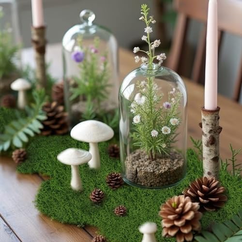 Fake Moss Mat 39" x 39" Faux Moss Blanket for Indoor Plants Dark Green Mossy Table Runner Artificial Moss Rug for Decorating Planters Crafts DIY Fairy Garden Floral Wedding 100 x 100cm - color: Green, 39 x 39 Inch/100x100cm