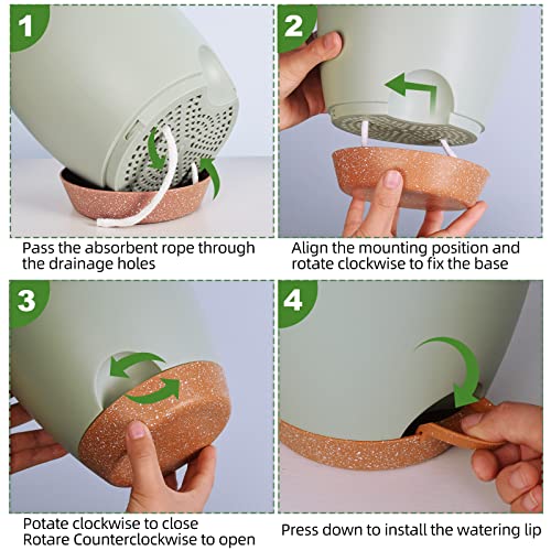 Vanslogreen Plant Pots Indoor 7/6.5/6/5.5/5 Inch Self Watering Planters for Indoor Plants with Drainage Hole, Plastic Flower Pots for Succulents, African Violet (Green) - color: Green-5pack, size: 7/6.5/6/5.5/5 inch