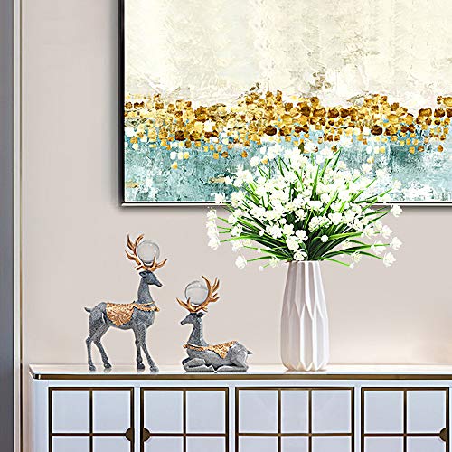 Grunyia 10 Bundles Artificial Flowers Outdoor UV Resistant Fake Plants Indoor Outside Hanging Planter Home Garden Decor - color: White-daffodil