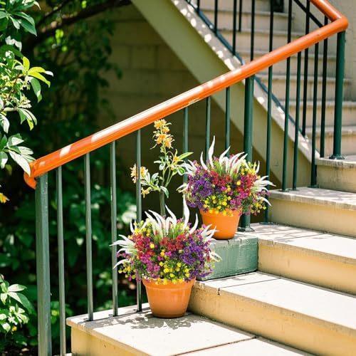 Lifelike Artificial Flowers Outdoor UV Resistant, 20-Pack Weatherproof Fade-Resistant Fake Hanging Plants for Garden Porch Decor - Realistic Mixed Colors in Hanging Baskets (Outdoor Use Verified) - color: Mix