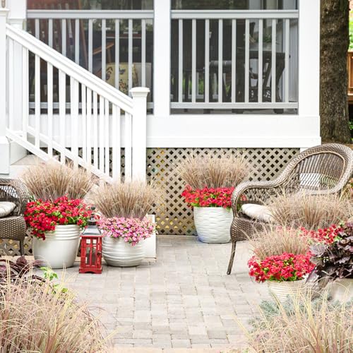 36Pcs Artificial Grass Plants, Faux Shrubs Wheat Grass, Artificial Tall Grass Fake Plants for Outdoor Decor,Artificial Greenery Stems Weed for Room Indoor Home Decor（Light Purple） - color: Light Purple, size: 36Pcs