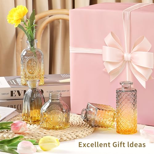 Glass Bud Vases in Bulk Set of 30 Pcs,Small Glass Vases for Flowers as Wedding Centerpieces for Tables,Clear Flower Vases Suitble for Wedding Decorations,Home Decor (Blue Yellow, 30 pcs) - color: Blue-yellow, size: 30 pcs