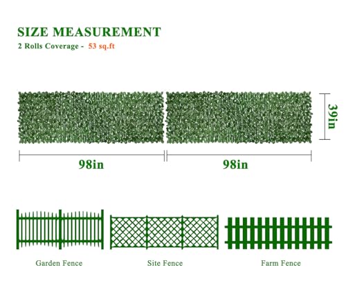 iCover 2PK 39 * 98in Artificial Ivy Privacy Fence Screen Cover, Highly Dense Leaves Wtih Strengthened Joint Prevent Leave Falling Off, Faux Hedge Panels Greenery Vines, Decorative Fences - color: Green Maple Leaf, size: 39*196in
