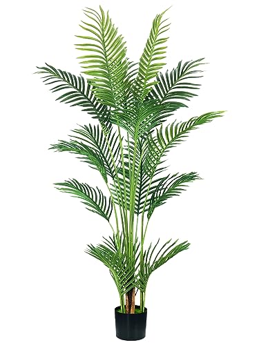 HAIHONG 4.5FT Artificial Palm Tree,Faux Areca Palm Plant with Real Touch Leaves and Adjustable Branches,Fake Tropical Palm Tree for Home Office Indoor Outdoor Modern Decoration - color: Areca Palm Plant, size: 4.5FT-1Pack