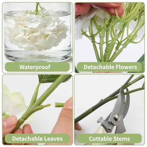 Artificial Hydrangea Flowers, Real Touch Faux Hydrangea Stems, Latex Realistic Floral Arrangement for Home Decor, Wedding Table Centerpiece, Elegant Party Decoration (White., 4pcs) - color: White., size: 4pcs