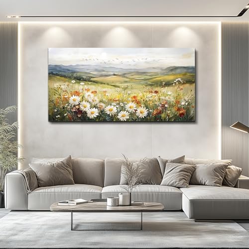 FUHAIHUA Canvas Wall Art For Living Room Large Framed Wall Decor For Bedroom Modern Office Wall Decorations Prairie Flowers Landscape Painting Farmhouse Pictures Artwork Home Decor 20" x 40" - color: Prairie Flower, size: 40"L x 20"W