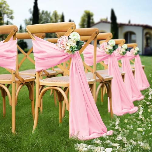 VACVELT Wedding Arch Draping Fabric Blush Pink Chiffon, 1 Panel Sheer Drapes 30 Inch x 20ft Chiffon Backdrop Curtain Decor, Outdoor Sheer Drapery for Ceremony Party Ceiling - color: Blush Pink, size: 1 Panel
