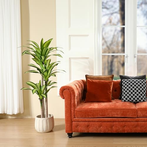 Ferrgoal Artificial Plants, 5 Ft Dracaena Tree Faux Plants Indoor Outdoor Decor Fake Tree with Woven Seagrass Basket Plants for Home Decor Office Living Room Porch Patio Housewarming | Tall Fake Plant With Realistic Leaves,Floor Plant for Home Décor Offic
