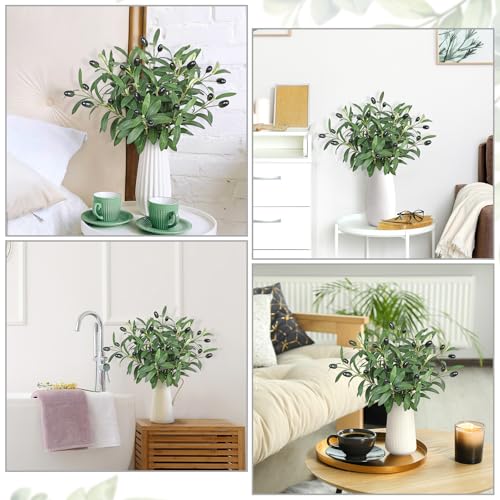 Betylifoy 12 Pack Artificial Olive Branches Faux Olives Plants Greenery Stems with Fruits 11.8" Fake Olive Tree Branches Leaves for Vase Bouquets Wedding Home Greenery Decor