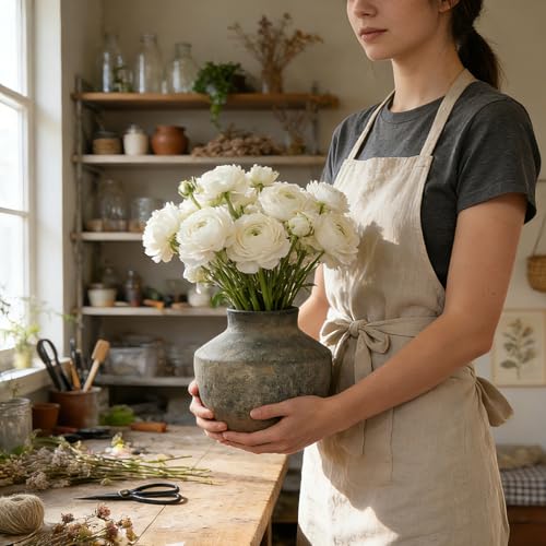 Ceramic Flower Vase, 5.5 Inch Small Flower Rustic Vase, Decorative Vase Short Pottery Vase for Home Decor, Living Room, Entryway, Table, Shelf - color: 5.5"h-vintage Black