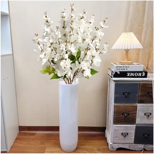 6PCS White Delphinium Artificial Flowers Espigas para Jarrones Fake White Flowers Tall Flowers for Floor Vase Flowers for Tall Vase Floral Arrangements Home Table Wedding Decor - color: White