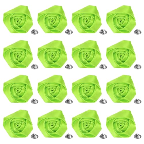 M METERXITY 16-Pack Lapel Pin for Men, Handmade Flower Brooch Button Pins for Men Suits, Formal Boutonnieres for Wedding/Groom/Corsage - color: Green