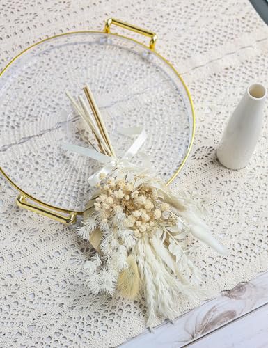 xin's convey Dried Flowers with Ceramic Vase,Dried Pampas Grass Bouquet, Dried Flowers for Boho Home Decor,Farmhouse Party Decorations, Wedding Table Centrepieces. (Brown) - color: Brown