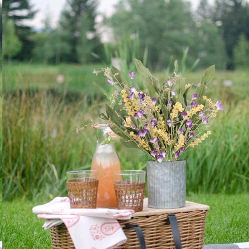 4Pcs Artificial Flowers Wild Flowers Bouquet Artificial Greenery Shrubs Floral Arrangement Faux Silk Flowers Decor Indoor for Summer Farmhouse Home Kitchen Table Centerpieces Decoration - color: Multi Color