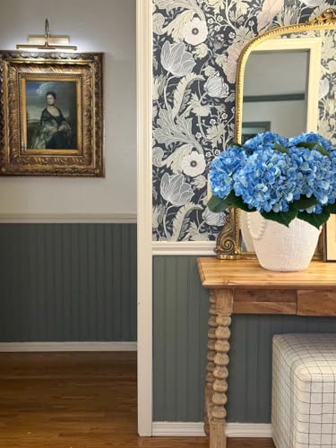 YalzoneMet 4Pcs Blue Silk Hydrangeas Artificial Flower Lifelike Big Blooms 20'' Long Stem Faux Hydrangea Flower Bouquets for Home Indoor Baby Shower Spring Outdoor Wedding Table Centerpiece Decor - color: Blue