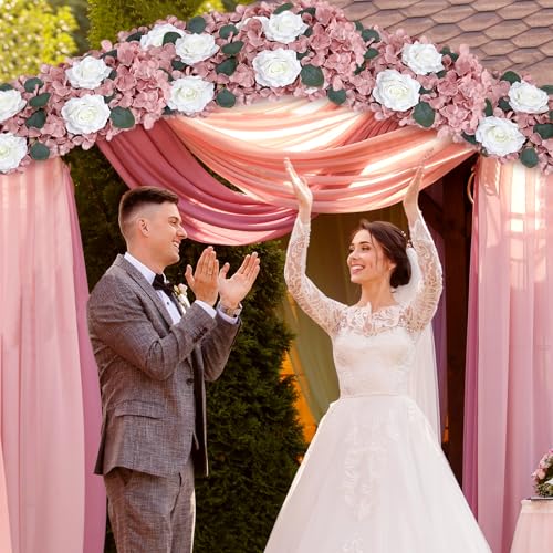 Pack of 4 Artificial Flower Wedding Arch Decorations, 18 inch Floral Centerpieces for Party Bridal Shower Event Table Wall Arrangement - Dusty Rose - color: Dusty Rose, size: Pack of 4 Flower Arrangements