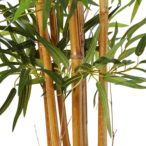 Nearly Natural 5812 5’ Bamboo Artificial Tree in White Tower Planter, Green