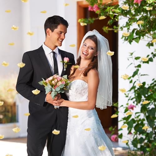 SITUMEIZI 1500PCS Gold Rose Petals Silk Rose Petals for Romantic Night for Her Set Valentine,Wedding,Party,Proposal Anniversary Decorations - color: Gold, size: 1500