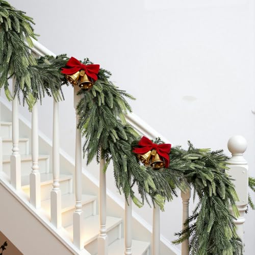 Uguisu 5.6FT Artificial Garlands, Lifelike Norfolk Pine Garlands with Realistic Texture, Artificial Greenery, Indoor/Outdoor Fireplace and Dining Table Decor. - color: Pine Garlands