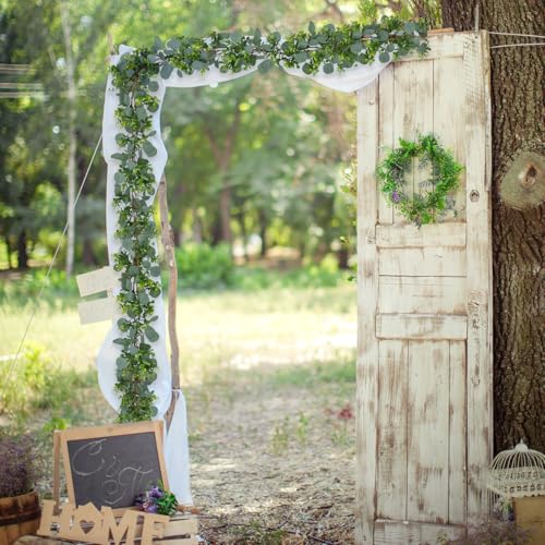 JPSOR 4pcs 26.4ft Artificial Eucalyptus Garland Greenery Garland Fake Eucalyptus Leaves for Wedding Arch Farmhouse Mantle Table Runner Centerpiece Home Party Christmas - size: 4pcs of vines