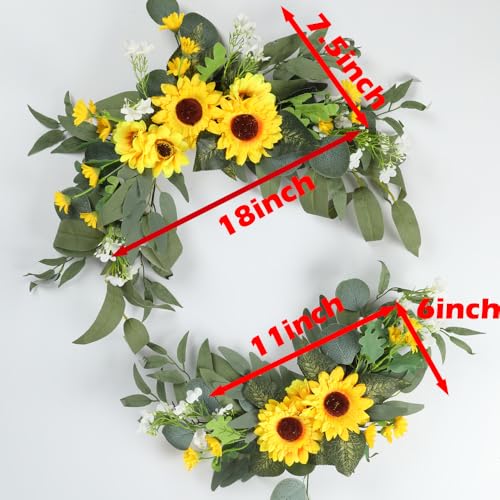 H&W 2pcs Small Size Artificial Wedding Arch Flowers for Wedding Sign, Floral Swag Dusty Decor for Reception Ceremony Backdrop Sweetheart Table （Sunflower） - color: Sunflower