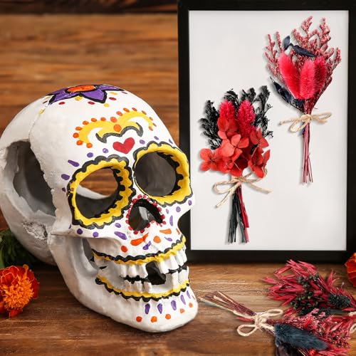 10/12/24/36 Pack Mini Dried Flowers for Vase Summer Halloween Wedding Various Mini Bouquet Dried Small Wildflowers Natural Flowers Bulk for Crafts DIY Decor (12, Gothic Color) - size: Gothic Color