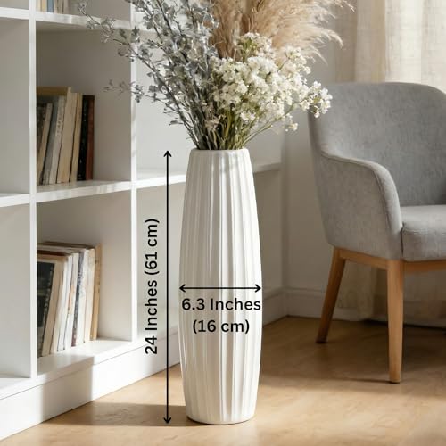 Large Floor Ceramic Vase 24 Inches Tall,White Modern Flower Tall Vases for Office, Home,Farmhouse,Living Room Décor,Simple Origami Design Fall Decorative Porcelain Flower Arrangement Vase Ideal Gift - color: Shape 1, size: 24 inch