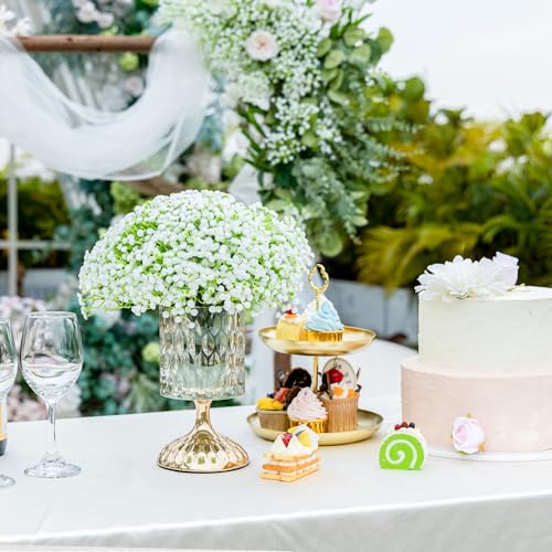 Imncya 120 Pcs Babys Breath Artificial Flowers, Babies Breath Faux Bulk Greenery, Real Touch White Gypsophila Fake Flower for Outdoors, Wedding Bouquets, Party, Home and Garden Decoration