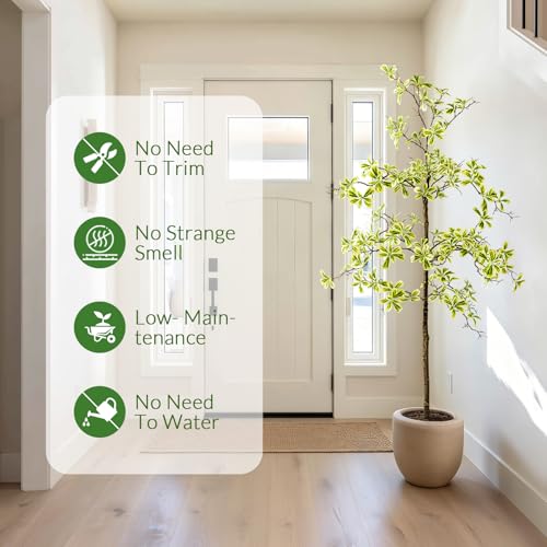Erimda Faux Black Olive Tree 5ft, Faux Plants Indoor Large Tall Tree Artificial Shady Lady Tree with Natural Wood Trunk & Realistic Leaves, Fake Olive Plant for Home Office Indoor Decor - color: White, size: 5ft