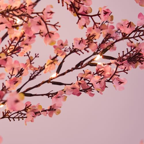 LIGHTSHARE 6FT Lighted Cherry Blossom Tree with 171 LED Warm White Lights, Artificial Sakura Tree with Dimmable Timer Transformer, Indoor Outdoor Decorative Tree with Ground Stakes - style: 6FT Sakura Tree