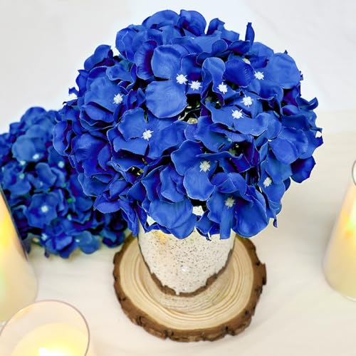 Hydrangea Flower Balls for Centerpieces - 12 PCS Artificial Floral Arrangement with Base, 8.27 Inch Diameter Fake Silk Kissing Ball for Wedding Table Home Party Decor - Royal Blue - color: Royal Blue-8 Inch-12 Pcs, size: Small Size