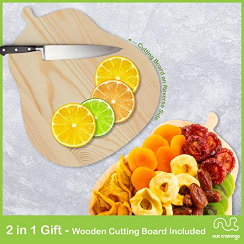 NUT CRAVINGS - Dried Fruit & Mixed Nuts Gift Basket in Wooden Pear-Shaped Tray (9 Assortments) Food Arrangement, Healthy Snack Care Package, - style: 8. Wooden Pear Fruit Tray