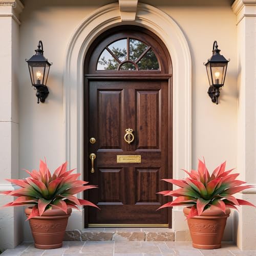 Artificial Agave Faux Agave Fake Greenery Outdoor Artificial Plants Fake Plants 28" for Indoor Home Decor Plastic Plants Outdoor Decor Front Porch Decor Simulation Plants(Red) 2pcs No Vase - color: 28''red