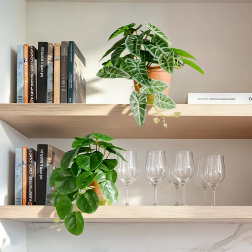 2 Pack Fake Pothos Plants Artificial Small Potted Plant Faux Plants Realistic Modern Silk Greenery Indoor Decor for Shelf Desk Home Bathroom Farmhouse Living Room Coffee Table (Green-Type 2) - color: Green-type 2