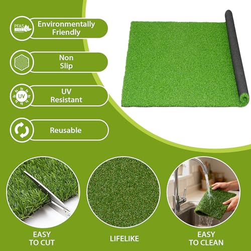 Artificial Grass Turf,3X5ft Artificial Synthetic Fake Grass,0.6" Pile Height,Indoor Outdoor Garden Grass Carpet,Patio Balcony Lawn, Astro Turf Rug Dogs Pet,Golf Training Mat,Green - size: 3FTX5FT
