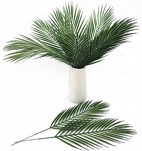 Artificial Tropical Palm Leaves Stems 12 Pcs, Fake Monstera Plants Areca Leaf Plants Faux Greenery Bushes Realistic Farmhouse Plant for Home Kitchen Garden Bathroom Decor Outdoor Indoor Decoration - color: Palm Leaves Stem -12 Pcs