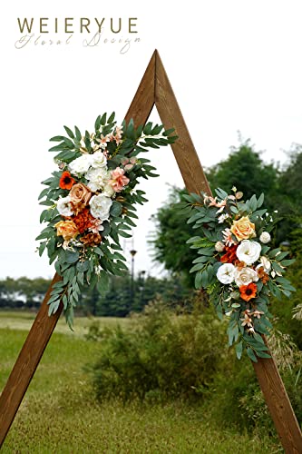 Artificial Wedding Arch Flowers Kit(Pack of 2) for Wedding Arch, Bridal Shower, Ceremony and Reception Backdrop Decoration (Caramel & White) - color: Caramel & White