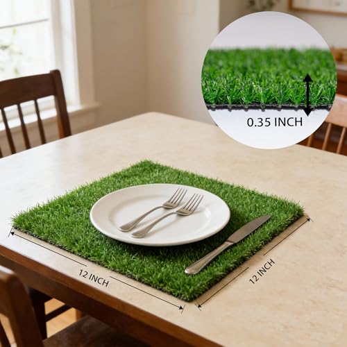 Artificial Grass Mat 12x12 Inch,Fake Grass Turf Patch,Synthetic Grass Indoor Outdoor,Patio Grass Tiles Realistic Grass Rug with Drainage Hole for Table Decoration - size: 12"x12"-12PC