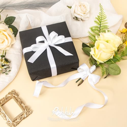 Ribbli White Satin Ribbon 5/8 inch x Continuous 25 Yards,Double Faced Satin Use for Craft, Gift Wrapping, Christmas Ornaments, Hair Bows, Bouquet Bows - color: White, size: 5/8 inch