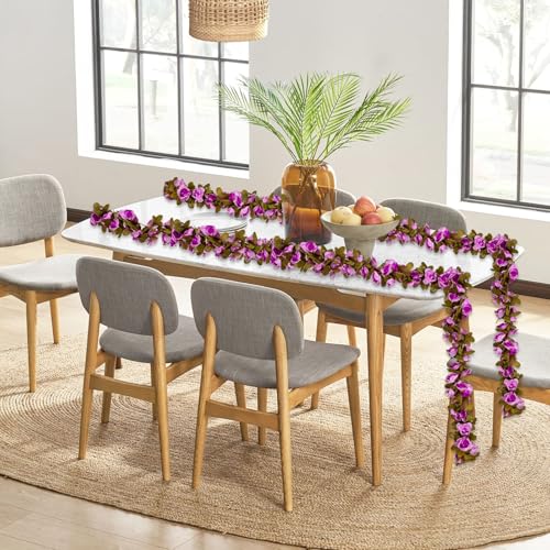 8Pcs 63Ft Light Purple Rose Garland, Fake Flower Vines, Artificial Vine Flowers, Rose Hanging Garland for Party Wedding, Garden, Room Table, Christmas, Backdrop Wall Arch Decor - color: Light Purple, size: 8Pcs-63Ft