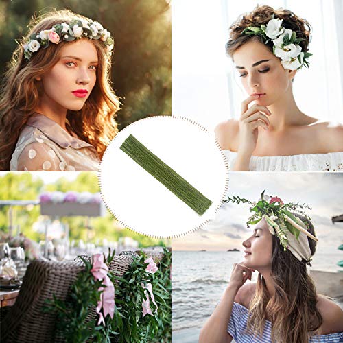 CCINEE 24 Gauge Dark Green Floral Wire Stem for Flower Arrangement Craft Supply,16 Inch,200PCS - color: #24 Dark Green