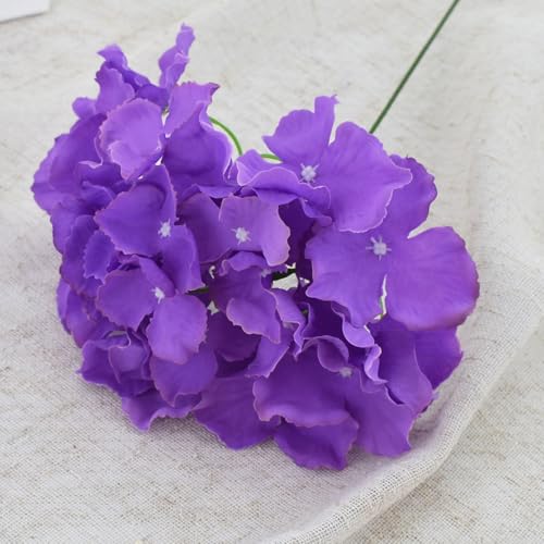 HinyoCo 32 Pcs Silk Hydrangea Artificial Flowers Hydrangea Heads No Stems, Used for Home Wedding Party Decoration (Purple) - color: Purple