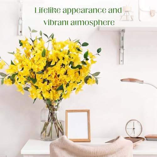 30 Pcs Artificial Faux Bougainvillea Fake Flower Silk Bougainvillea Branches UV Resistant Outdoor Indoor Decoration for Wedding Home Centerpieces Outside Decor (Yellow) - color: Yellow