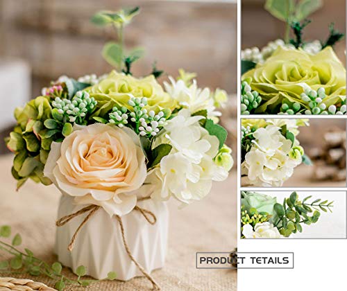 TKAS Artificial Flowers Fake Flowers Silk Rose Bouquets Decoration with Ceramics Vase for Table Home Office Wedding (Mix Color-1) - color: Mix Color-1