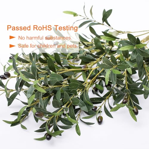 Heleze 39 Inch Artificial Olive Branch Greenery Stems Fake Plants with 222 Leaves for Vase Faux Olive Branches Home Decor Indoor 2PCS