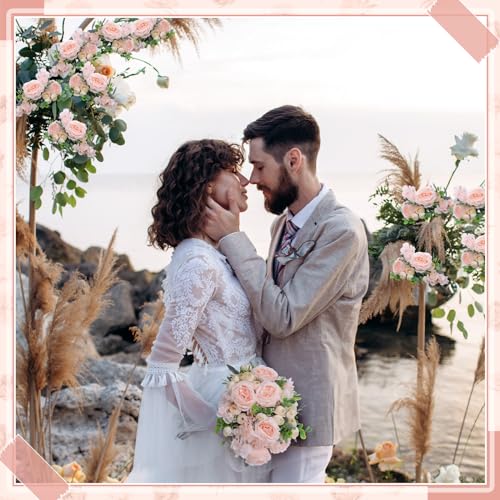 Yunsailing 8 Packs Artificial Peony Flowers Faux Silk Hydrangea Bouquet Vintage Wedding Home Table for Door Decor Reusable Bouquet of Rose Flowers for Valentine Wedding Birthday Party(Champagne) - color: Champagne, style: Hydrangea