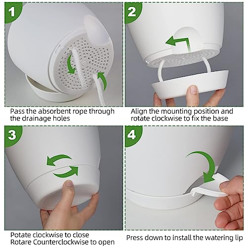 Vanslogreen Plant Pots, 7/6.5/6/5.5/5 Inch Self Watering Planters, Pots for Indoor Plants with Drainage Hole for Succulents, African Violet (Matte White) - color: Matte White-5pack, size: 7/6.5/6/5.5/5 inch
