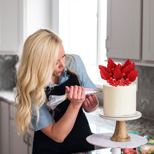 Rsstarxi 28 Pack Paper Palm Fan Cake Topper Balls Cake Topper Mini Balloon DIY Cake Insert Cake Decorations for Baby Shower Wedding Bridal Shower Birthday Party Decorations Red - color: Red